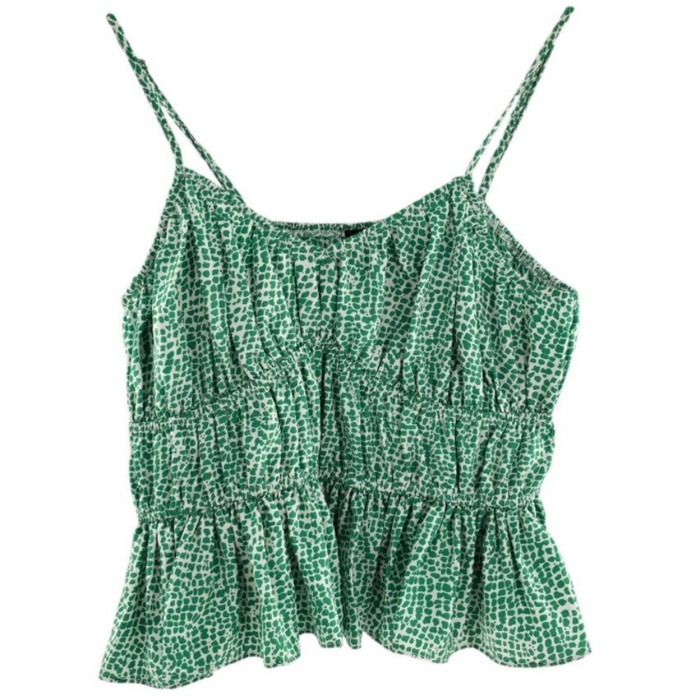 Lulus Green Dot Ruffled Tank - Picture 8 of 8
